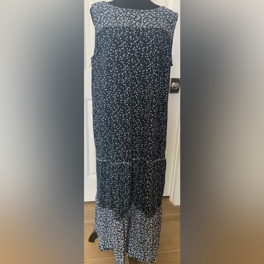 J. Jill Blue and White Tiered Maxi Dress
